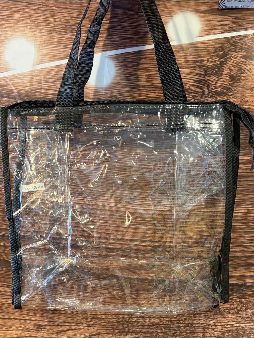 Clear Tote Bag with Black Trim and Handles